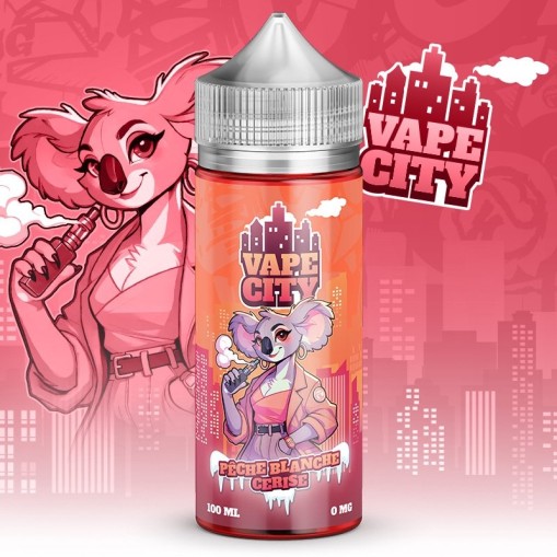 E-liquide Pêche Blanche Cerise Vape City 50ml ou 100ml