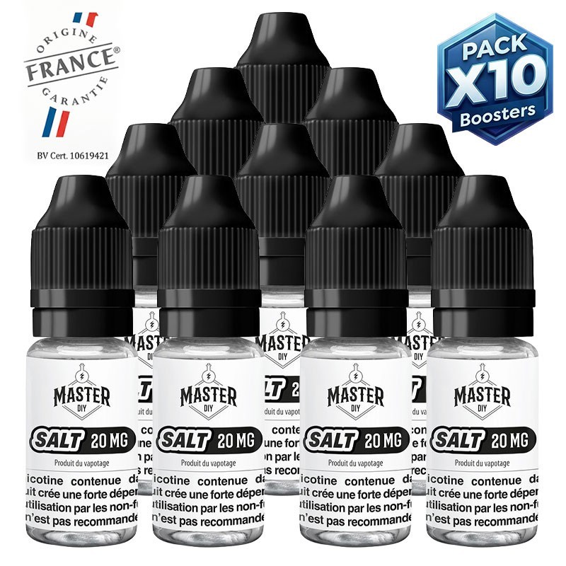Pack 10 Boosters Sels de nicotine Master DIY 10mg ou 20mg
