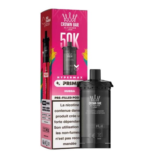 Cartouche pré-remplie Hyper Max Prime Crown Bar 50K Al Fakher : 10ml, 50000 bouffées