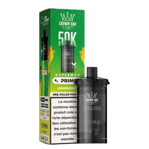 Cartouche pré-remplie Hyper Max Prime Crown Bar 50K Al Fakher : 10ml, 50000 bouffées