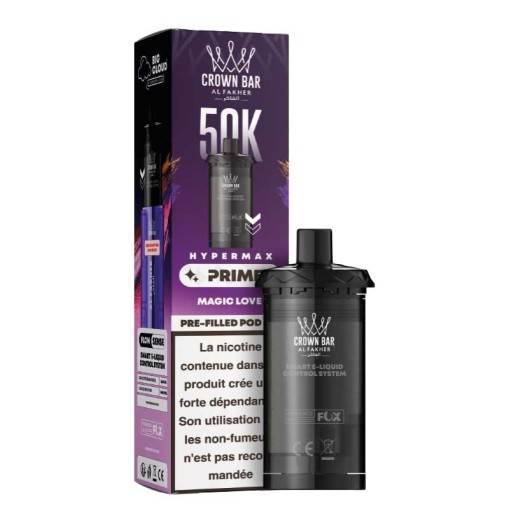 Cartouche pré-remplie Hyper Max Prime Crown Bar 50K Al Fakher : 10ml, 50000 bouffées