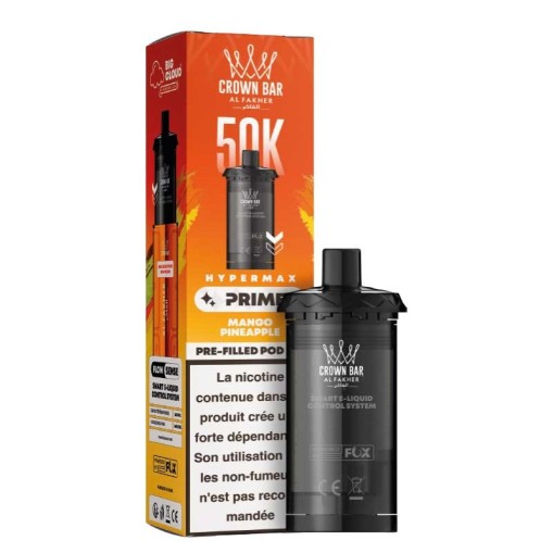 Cartouche pré-remplie Hyper Max Prime Crown Bar 50K Al Fakher : 10ml, 50000 bouffées