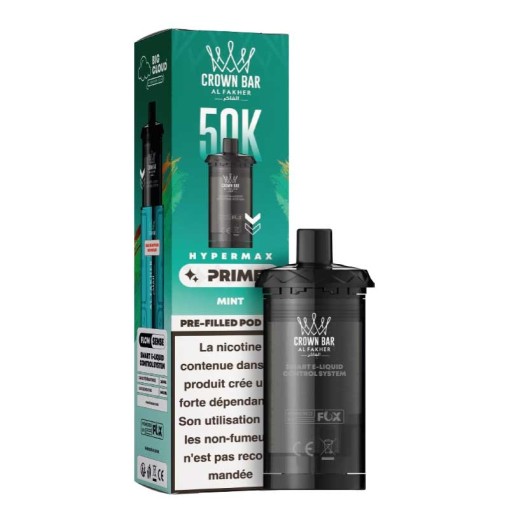 Cartouche pré-remplie Hyper Max Prime Crown Bar 50K Al Fakher : 10ml, 50000 bouffées