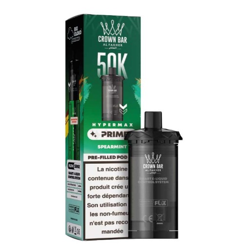 Cartouche pré-remplie Hyper Max Prime Crown Bar 50K Al Fakher : 10ml, 50000 bouffées