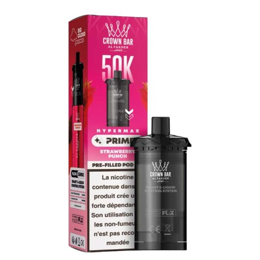 Cartouche pré-remplie Hyper Max Prime Crown Bar 50K Al Fakher : 10ml, 50000 bouffées