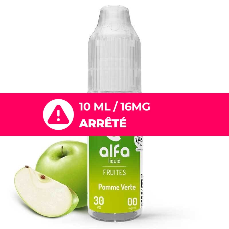 E-liquide Pomme Verte Alfaliquid : fruité acidulé 10ml
