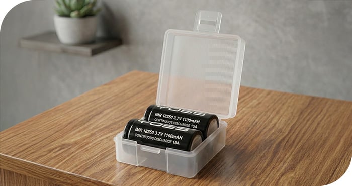 stocker les accus dans une boîte 