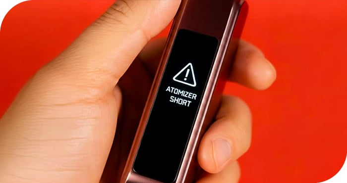 la signification du message "Atomizer Short" sur une cigarette électronique